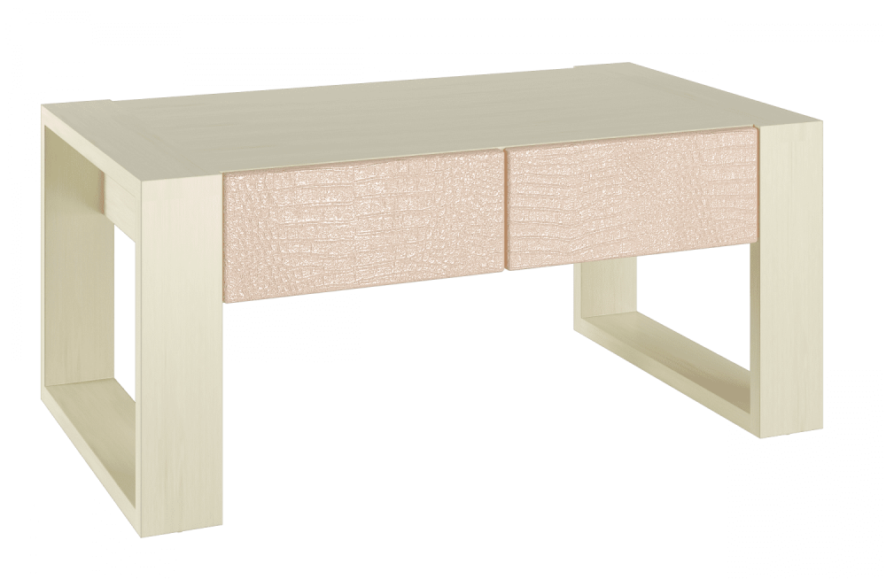 Стол журнальный «Александрия» АМ - 4К Береза снежная/крокодил персик