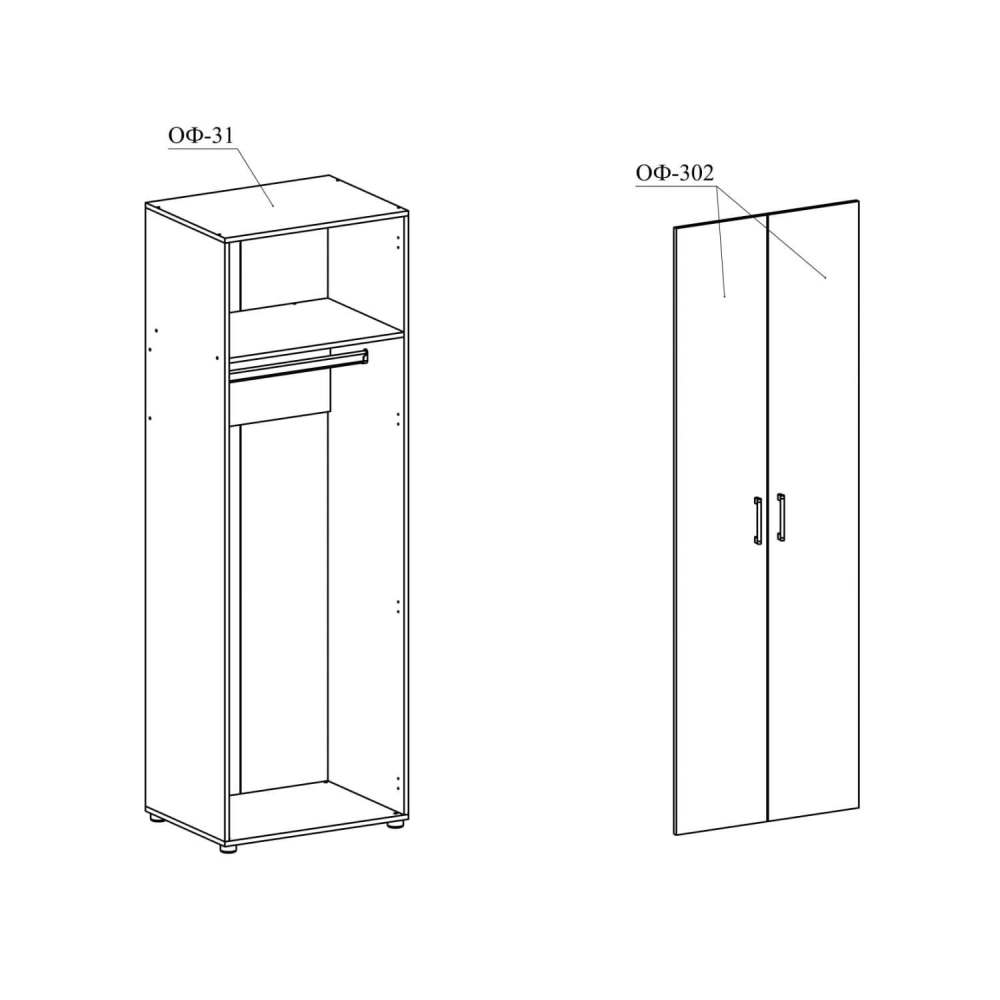 Шкаф платяной «Офис» ОФ-31К венге