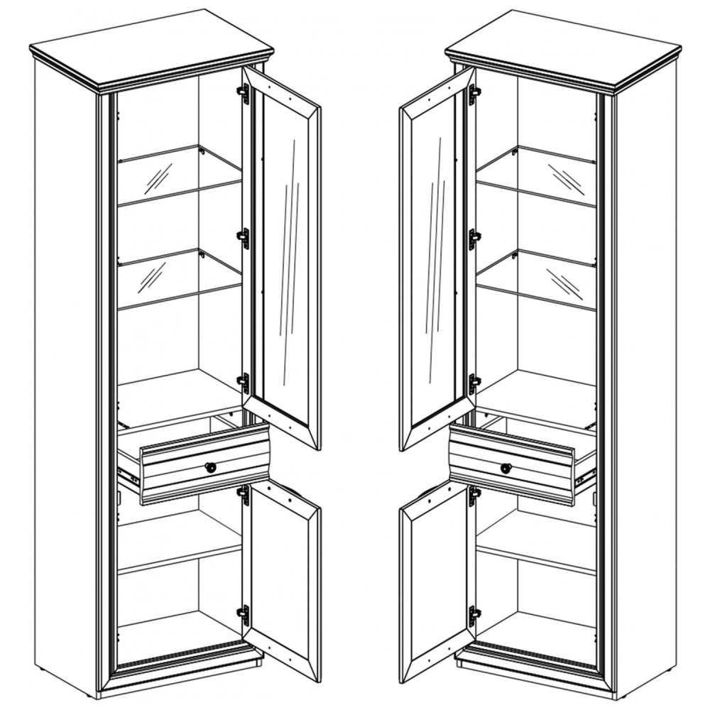Шкаф с витриной 1V1D1S «Bordo» схема
