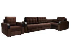 Комплект «Остин» Угловой диван и 1 Кресло Велюр НВ-178-16 коричневый
