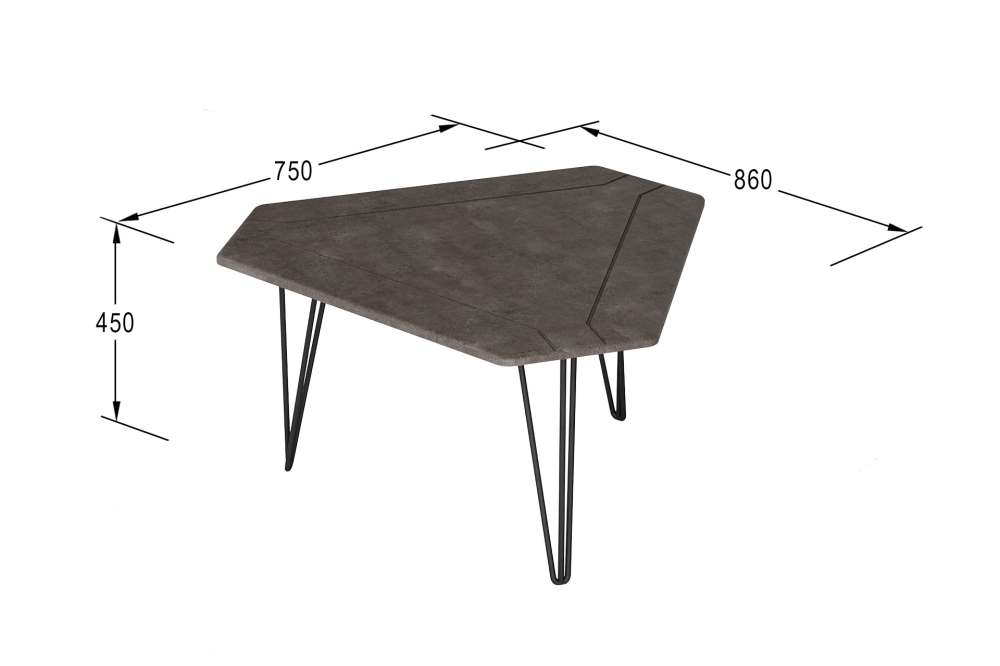Стол журнальный «ТЕТ 450» серый бетон