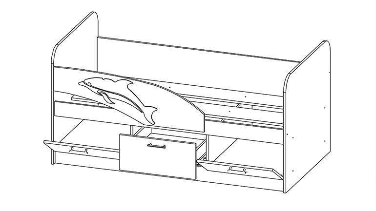 Кровать «Дельфин» 2000 06.224 Эвкалипт металлик
