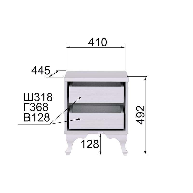 Тумба прикроватная «Розалия 13» размеры